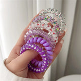 DAIIIBABYYY  -  6pcs Sweet Cute Colorful Spiral Hair Ties Resin Jelly Coil Hair Rings Elastic Women Girls Ponytail Holders Hair Accessories
