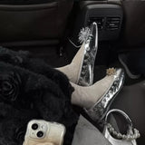Daiiibabyyy  New Women Shoes Exquisite Rivet Flower Casual Shoes for Woman Fashion Square Head Ballet Flats Shoe Designer Shoes Zapatos Mujer