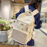 Daiiibabyyy  Cute Girl Small Appetite Transparent Ita Bag Female Korean All-match Students' Daily Using Large-capacity Shoulder Bags