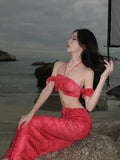 DAIIIBABYYY  -  Pure Sexy Hot Girl Vacation Suit Women's Summer Strapless Lace-up Short Top High-waisted Skirt Two-piece Set Female Clothes