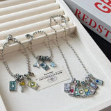 Daiiibabyyy  Vintage Distressed Tarot Card Sun Moon Stars Necklace Niche Unique Design Premium Bracelet Jewelry New