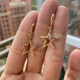 Daiiibabyyy  Retro Classic Black Enamel Star Drop Dangle Earrings for Women Cute Five-pointed Star Stainless Steel Hoop Earrings Jewelry Gift