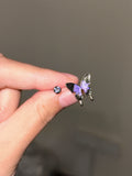 Daiiibabyyy  Asymmetric Dreamy Purple Blue Butterfly Stud Earrings Gothic Dark Insect Earrings Women Fashion Jewelry