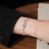 Daiiibabyyy  Cat's Eye Zircon Star Moon Pulling Bracelet for Women 2025 Korean Fashion Sweet Bracelets Design Sense Handkerchief Jewelry