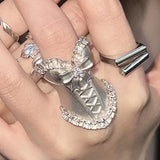 Daiiibabyyy  Silver Vintage Waist Cincher Dress Ring Niche Design Unique Temperament Finger Ring For Women Girls Finger Ring for Party Club