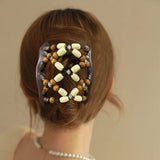 Daiiibabyyy  Wooden Bead Magic Hair Comb Elastic Rope Disc Hair Clip Quick Bun Maker for Women Vintage Hair Styling Tool