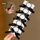 Daiiibabyyy  6 Pcs Ladies' Elastic Hair Bands Set Korean Silk Ribbon Bow Retro Jk Lolita Headwear Hair Ties High-quality Hair Accessories