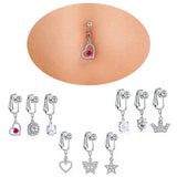 DAIIIBABYYY  -  1PC Fake Belly Button Ring Fake Belly Piercing Crown Clip On Umbilical Non Navel Fake Pircing Butterfly Cartilage Earring Clip