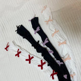 Daiiibabyyy  Y2K Velvet Bow Lace Fingerless Arm Sleeves Women Sheer Glovelettes for Hot Girl Summer Style Fashion Lace Trim Bolero Gloves