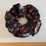 DAIIIBABYYY  -  1pc retro rose flower lace large intestine hair tie, gentle temperament bun hairstyle flower hair rope hair accessories