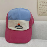 DAIIIBABYYY  -  Japanese Retro Mountain Peak Embroidery 5-panel Baseball Caps for Men Summer Couple Versatile Fashion Sunscreen Women's Hats