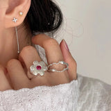 Daiiibabyyy Women Fashion Geometric Handmade Irregular Red Flower Ring Simple Jelwery Party Christmas Gift