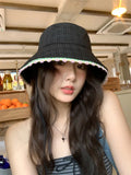 Daiiibabyyy  Women's Cute Hats Blue Bucket Hats Weet Style Lace Sweet Girl Fisherman Hat Summer Sun Protection Hat Trend Korean Version Caps