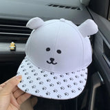 Daiiibabyyy  Women's Kawaii Hats Cute Cartoon New Spring Summer Sweet Style White Plush Bear Baseball Cap With Sun Protection Shade Sun Hats