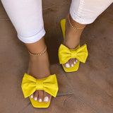 Daiiibabyyy  Women's Slippers Summer New Fashion Shoes for Women Plus Size 43 Solid Bow Flat Outdoor Beach Slippers Female Zapatos Mujer