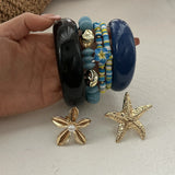 Daiiibabyyy  Fashion Bohemian Resin Acrylic Bangles Hip Hop Soft Clay Flower Beads Charm Bracelets For Women Men New Gift Jewelry