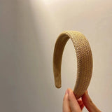 Daiiibabyyy  Vintage Straw Woven Wide-brimmed Headband for Women Braids Rattan Hair Hoop Bohemian Hair Band Nonslip Bezel Hair Accessories