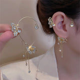 Daiiibabyyy  Fashion Butterfly Zircon Ear Cuff Color Tassel Clip Earrings for Women Korean Copper Earring Without Piercing Jewelry Gifts