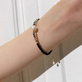 Daiiibabyyy Natural Stone Necklace For Women K-pop Black Spinel Freshwater Ethnic Pearl Choker Crystal Chip Bead Bracelet Earring Jewelry