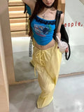 DAIIIBABYYY  -  Retro Printed Suspender Women's Summer Pure Lace Streamer Slim Vest