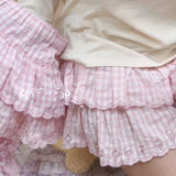 Daiiibabyyy  Summer Cutecore Kawaii Japanese Summer Skirt Women High Waist Jupe Pink Plaid Print Embroidery Fashion Mini Y2k Cute Skirts
