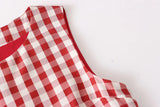 DAIIIBABYYY  -  Atmosphere Contrasting Color Checkered Lace Up Waist Cinched Sleeveless Dress