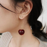 Daiiibabyyy Earring Accessories for Women Red Cherry Earrings for Women Fruit Statement Dangle Earring Wedding Party Korean Jewelry Gift