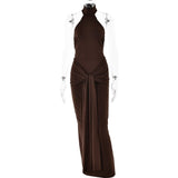 Daiiibabyyy  Women's Summer Dress Women's Tie Up Dress Solid Color Premium Open Back Tight Long Dress Beech Dress Party Dress