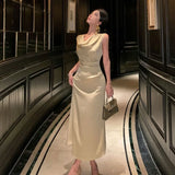 DAIIIBABYYY  -  Pure Sexy Swing Collar Dress Women's Summer Sleeveless Slim Fit Split Mermaid Dress Fashion Female Clothes