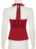 DAIIIBABYYY  -  Elegant Fashion Sexy Slim Halter Top Solid Folds Backless Slash Neck Sleeveless Tank Tops Women 2025 Summer Streetwear