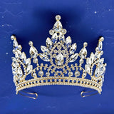 Daiiibabyyy  Luxury Baroque Vintage Water Drop AB Crystal Tiara For Women Wedding Girls Birthday Party Elegant Crown Hair Accessories