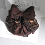 Daiiibabyyy  Professional Ribbon Ruffled Edges Hair Net Sweet Flower Bow Snood Headwear Ponytail Clip Hairgrips Cover Net Waiter