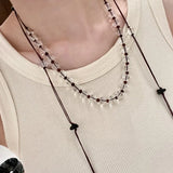 Daiiibabyyy  Braided rope tassel transparent contrast bead necklace