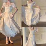 Daiiibabyyy Women Fashion Sweet Vintage Dress Tighten The Waist 2024 Spring Summer New Fashion Dress French Style Kawaii Lovely Dress