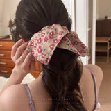 Daiiibabyyy  Floral Fabric Square Hair Ring for Woman Elegant High Elastic Hair Rope Fashionable Girl Does Not Hurt The Hair Hair tie Scrunch
