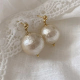Daiiibabyyy  Vintage Baroque Big Round Imitation Pearl Stud Earrings for Women Elegant Statement Earring Wedding Jewelry Casual Daily