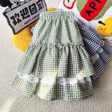 Daiiibabyyy  Plaid Short New Thin Skirt Stretch Waist Ball Gown Fresh Cake Mujer Faldas Slim Personalized Streetwear Fashion Skirts