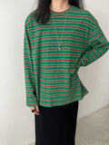 DAIIIBABYYY  -  American Loose Tops Contrast Color Stripes Long Sleeve T-shirt Y2k Women Clothing Harajuku Streetwear Tees Ropa De Mujer