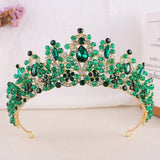 Daiiibabyyy  Handmade Pink Purple Crystal Beads Bridal Tiara Rhinestone Pageant Crowns Diadem Headpiece Wedding Hair Dress Accessories