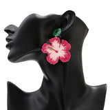Daiiibabyyy  Sweet Acrylic Pink Flower Pendant Earrings for Women Cute Resin Big Petal Dangle Earring Jewelry Gifts Accessory