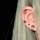 DAIIIBABYYY  -  1PC Heart CZ Devil Helix Piercing Cartilage Babell Wine red Zirconia Flat Piercing Earing Body Piercing Jewelry for Women 0.8mm