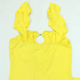 DAIIIBABYYY  -  Sexy Dresses Yellow for Women 2025 Summer New Square Neck Sleeveless Front Split Ruffles Ankle Length Elegant Birthday Dress Hot