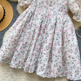 DAIIIBABYYY  -  French Style Super Fairy Fluffy Dress 2025 Summer Gentle Square Neck Bubble Sleeves Slimming Floral Mesh Vestidos
