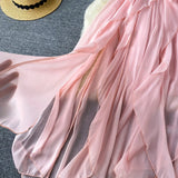 DAIIIBABYYY  -  Retro Ruffle chiffon halter off shoulder backless Dress asymmetrical Casual sweet High Waist evening Women Summer dresses