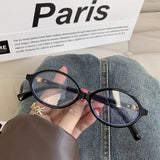 DAIIIBABYYY  -  Korean Retro Oval Frame Anti-Blue Light Glasses Women Men Ins Trendy Leopard Print Plain Glasses Girl Y2k Accessories Eyeglasses