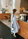 Daiiibabyyy  Korean Style Dress Set Women Spring Gentle Long Plaid Slip Dress Layered Lace Long Sleeve T-shirt Two Piece Set Women Outfits