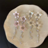 Daiiibabyyy  Fashion Crystal Flower Tassel Drop Earrings for Women Girls Exquisite Zircon Pink Petal Long Earrings Wedding Jewelry Gifts
