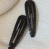 Daiiibabyyy  2PCs Black Rhinestone Hair Clips,Sparkly Crystal Hairpins,Hair Accessories for Women, Trendy Shiny Barrettes for Party Daily Use