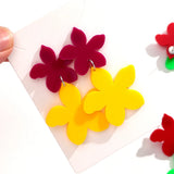 Daiiibabyyy  Sweet Acrylic Colorful Flower Dangle Earring for Women Five Petal Floral Pendant Earrings Holidays Jewelry Accessories