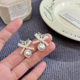 DAIIIBABYYY  -  Exquisite Korean Version Sweet Cool Ballet Ribbon Bow Earring Stud for Women Ins Fashion Spicy Girl Trendy Aesthetic Accessories
